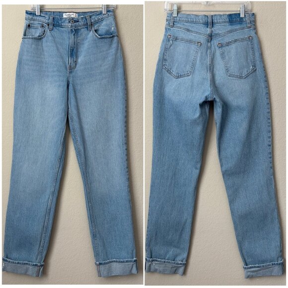 Abercrombie & Fitch Denim - Abercrombie & Fitch The '90s Straight Ultra High Rise Light Wash Jeans 8 Long